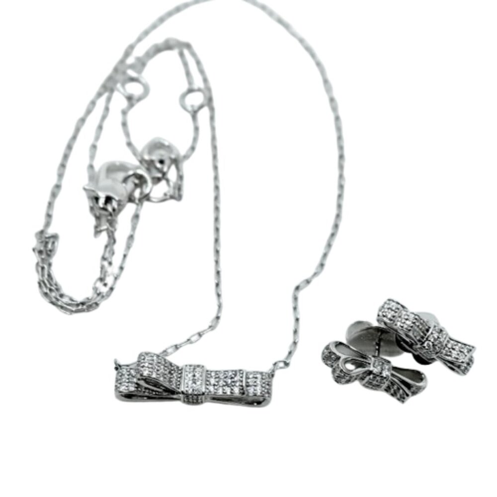 kate spade Silver Bow Necklace and Earrings Set